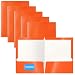 2 Pocket Glossy Laminated Orange Paper Folders, Letter Size, Orange Paper Portfolios by Better Office Products, Box of 25 Orange Folders