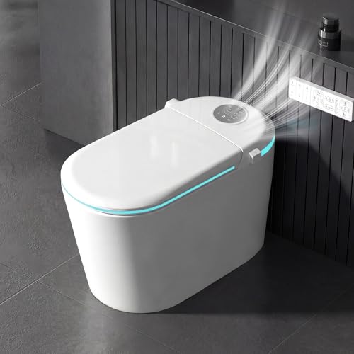 Image of Smart Toilet with Tank Electric Bidet Toilet with ADA Comfort Height | Heated Seat Auto Flush /Lid&Seat Foot Sensor UV-C light Dryer One Piece Toilet with with Siphon Flush 1.28 GPF MAP 1000g