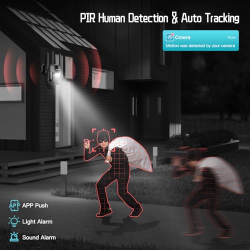 4K 8MP Solar Security Cameras Wireless Outdoor Battery Powered,360°PTZ Wireless Cameras for Home Security with Spotlight Siren, 5Dbi Dual antenna,PIR Human Detection,Color Night Vision,2-Way Talk