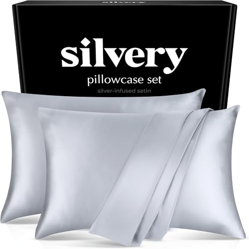 Silver Infused Satin Pillowcases Set –...