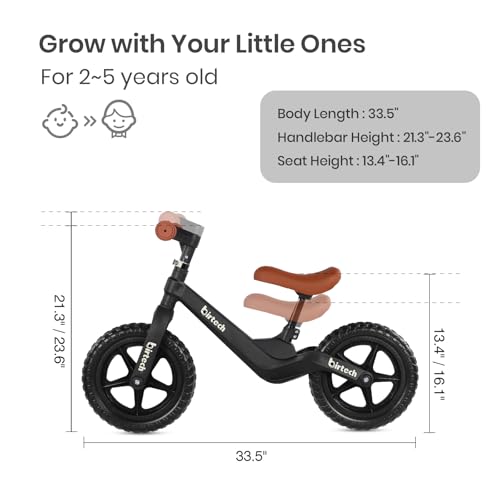 Hello-5ive 12" Balance Bike for boys,girls, Lightweight No Pedal Walking Training Bike with Nylon Frame and Flat-Free Tires, Adjustable Kids Balance Bike for 2,3,4,5 year old (Black) - Image 2