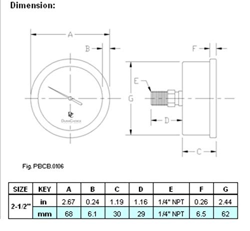 2-1/2" Liquid Filled Vacuum Pressure Gauge - Stainless Steel Case, Brass, 1/4" NPT, Center Back Mount Connection, 30HG/30PSI