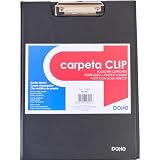 Dohe - Cartella portadocumenti con pinza e coperchio, formato A4 (23 x 32 cm), tasca interna, PVC opaco, materiale da ufficio, colore: nero