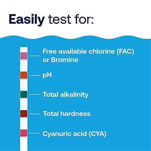 HTH 1276 Swimming Pool Care 6 Way Test Strips, Swimming Pool Water Chemical Tester, 30 Strips