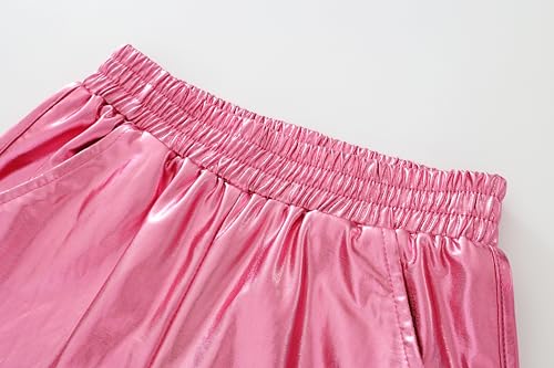 Image of Girls Metallic Shorts Sparkly Hot Festaval Outfit with Hear-Shaped Same Color Sunglasses