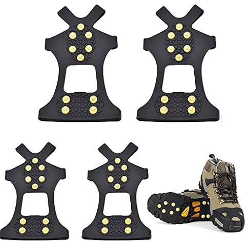 2 pairs of non-slip shoe spikes, shoe claws, snow spikes, crampons for shoes in winter, fit size 30-34 and 40-43, for winter walks, prevents outdoor activities from wrestling Cover