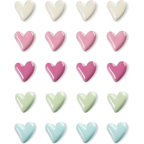 20Pcs Aimants Coeur 3D Réutilisables Aimant Frigo Colorés Aimants Tableau Magnétique Magnets Décoratifs pour Cuisine Bureau École Réfrigérateur