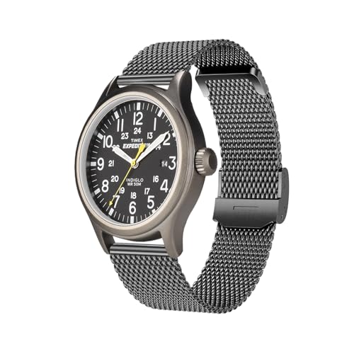 LeyuBand 20mm Stainless Steel Bands Timex Expedition Scout/Acadia/Digital CAT/Field/Rugged Core Analog Watches - Soft Replacement Strap for Men's 39mm,40mm,43mm Models