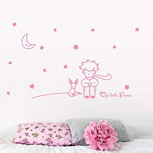 UJUNAOR Children's Room Stars Moon The Little Prince Boy Wall Sticker Home Decor Wall Decals(Hot Pink,One Size)