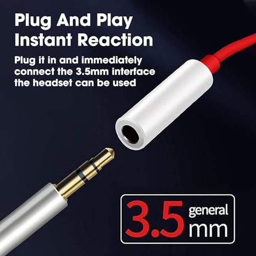 Image of One Plus USB Type C to 3.5mm Audio Jack, car Audio Connector USB Type c, Headphone Converter Cable Stereo Jack Splitter Compatible With One plus 12 /12R 11 /11R 10pro /10T /10R 9 9t 7 7pro Nord (Red)