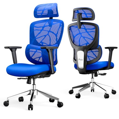 Image of Jacia House Big & Tall Ergonomic Office Chair with Lumbar Support | Breathable Mesh Back, 135 Recline, 360 Swivel, Sliding Seat, 2D Removable Headrest, 4D Armrest for Home Office & Gaming