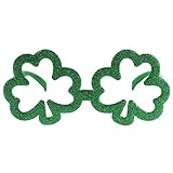 BESTOYARD St. Patrick's Day Shamrock Glitter Brillen grüne Klee Brille Rahmen Party lustige Brille Selbstauslöser Requisiten Brille (grün)