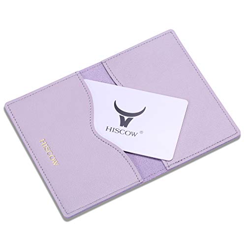 Hiscow Minimalist Thin Bifold Card Holder - Italian Calfskin (Lilac) #TOP5
