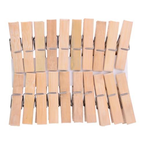Rebellious 20 pinzas de bambú con pinza de resorte inoxidable para lavandería, manualidades y cocina