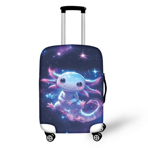 Image of Mumeson Galaxy Axolotl Luggage Cover Protector Suitcase Cover Spandex Travel Luggage Cases Fit 18-32 Inch Washable Suitcase Protective