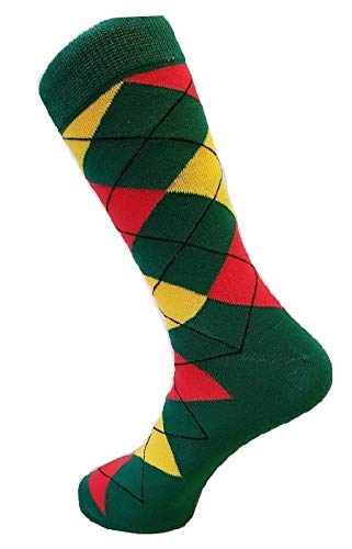 Red, Green and Gold Argyle Socks | Dress Socks | Colorful Socks