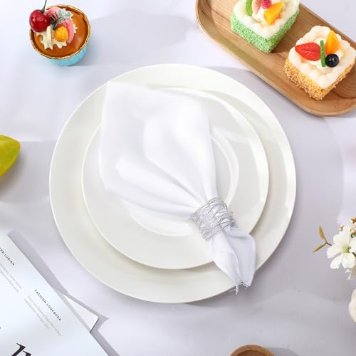 Image of Leinuosen White Handkerchiefs Classic Hankies Bulk Set Pocket Square Towel Small Size for Tea Parties for Men