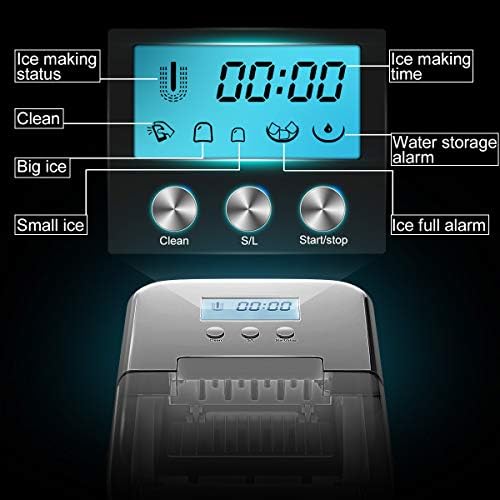 GYMAX Ice Maker Machine, 2.1L Ice Maker Countertop Ready in 7 Mins, Make 12kg Ice in 24 Hrs, Counter Top Ice Machine with Scoop & Removable Basket for Home Office (Silver)