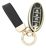 AYGUCEKE TPU Protective Key Fob Cover Case Compatible with Nissan 2007-2012 Altima 2009-2014 Maxima Murano for Infiniti FX35 FX37 FX50 G25 G35 G37 Q40 Q60 QX70 Smart Key Fob (Black)