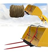 OUKIDR 49" Dual Hay Bale Spear Attachment, 3000lbs Load Capacity Universal Front Skid Steer Tract...