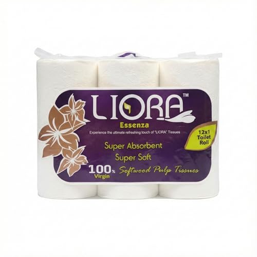 Image of Liora 2 Ply Toilet Paper Roll | 2,220 Pulls | 185 Pulls x 12 Rolls| Ultra-Soft, Highly Absorbent Tissue | Compatible with All Dispensers | Ideal for Home, Office & Restaurant Use (12 Roll in 1)
