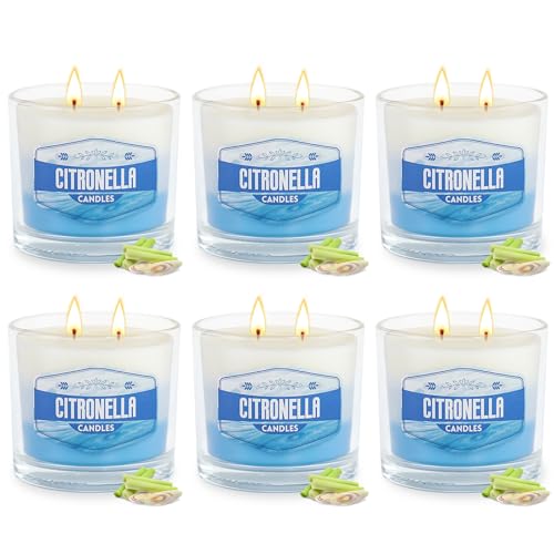 Yinuo Candle CA00772US-JF 6 Pack Citronella Candles Outdoor, 2-Wick Large Citronella Candle For Patio, 60 Oz Fresh Citronella Soy Candle For Home, 450H Long Burn Outside Jar Candles thumb #8