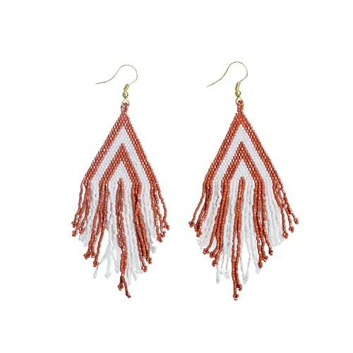INK+ALLOY Game Day Earrings for Women, Luxe Beaded Fringe Earrings for Football Gameday Outfits, Handmade Jewelry for College Students, Team Gifts, Teachers, Football Moms