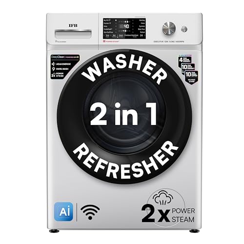 Image of IFB 9 Kg 5 Star, DeepClean Tech, AI Powered, WiFi, Fully Automatic Front Load Washing Machine (EXECUTIVE SXN 9014K CMS, PowerSteam, 9 Swirl, Steam Refresh, Inbuilt Heater, Eco Inverter, Rich Silver)
