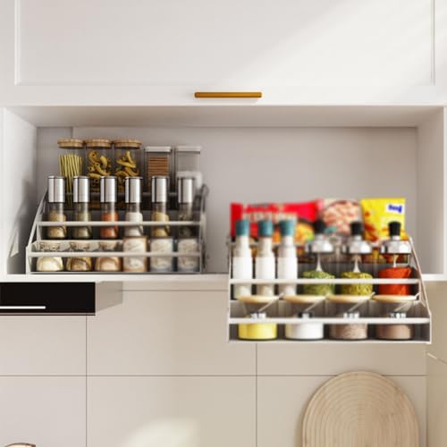 FBJAMZ 3-Tier Pull-Out Cabinet Organizer Pull-Down Shelves, Kitchen Cabinet Pull-Down Shelves,For Kitchen Appliance Lift Upper Cabinet - Image 2