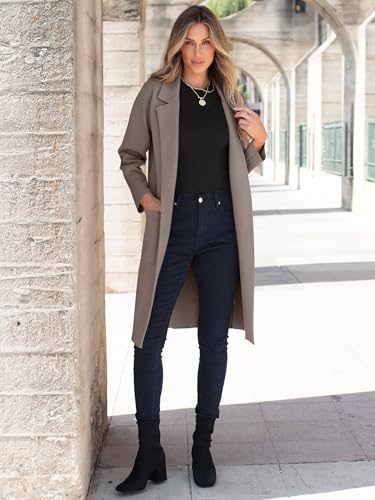 Image of ANRABESS Womens Cardigan Sweater 2026 Fall Outfits Knitted Lapel Long Coats Coatigans