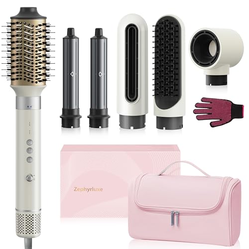 6 in 1 Hair Styler, High Speed Ionic Hair Dryer with Auto-Wrap Curlers, Blow Dryer Oval Brush & Volumizer, Hot Air Styler for Fast Drying,Curling, Smoothing & Volume, Hair Curler with Travel Case
