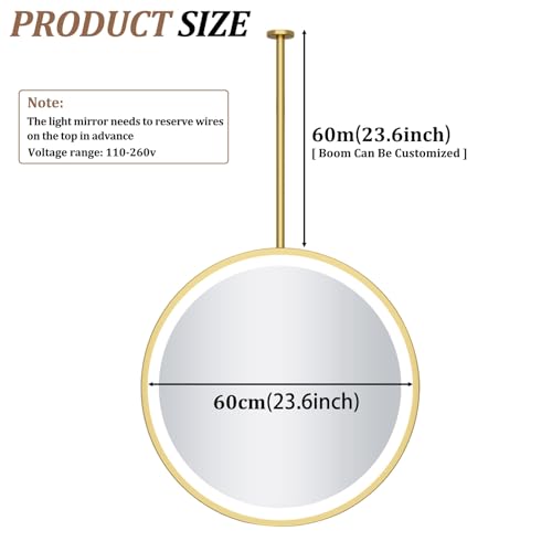 Miroir suspendu rond LED tactile réglable pour optimiser l'espace
