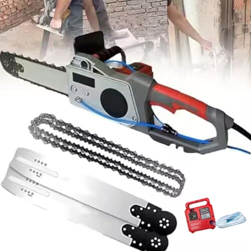 LSRFXF Sierra Eléctrica para Hormigón Y Cortadora De Muros con Alimentación de Agua, Motosierra para Hormigón 5800/6500w, 2 Cadenas y 2 Barras Guía