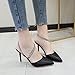 OKGD Bombas de Correa de Cristal para Mujer Moda Tacones Altos Delgado Primavera Summer Summer Gladiador Zapatos Mujer Desnuda Slingbacks Sandalias-Black,34