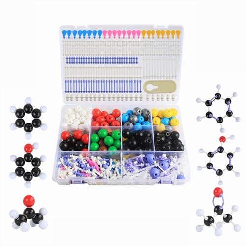Chemie Molekülmodell Set/Molekulares Chemie Set-Modellbausatz für Schüler und Lehrer, 472 Stücke, 200 Atome, 248 Link-Tasten, 24 elektrische Wolkenblätter, 1 Werkzeug mit offenem Schlüssel