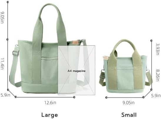 Small Tote Bag with Zipper, 2024 Canvas Multi-Pocket Crossbody Bag Shoulder Bag Satchel Hobo Bag Messenger Bag - Image 3