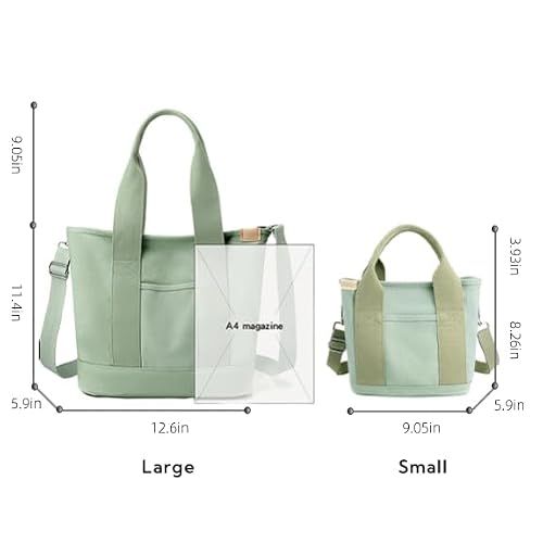 Tuobo Small Tote Bag with Zipper, 2024 Canvas Multi-Pocket Crossbody Bag Shoulder Bag Satchel Hobo Bag Messenger Bag