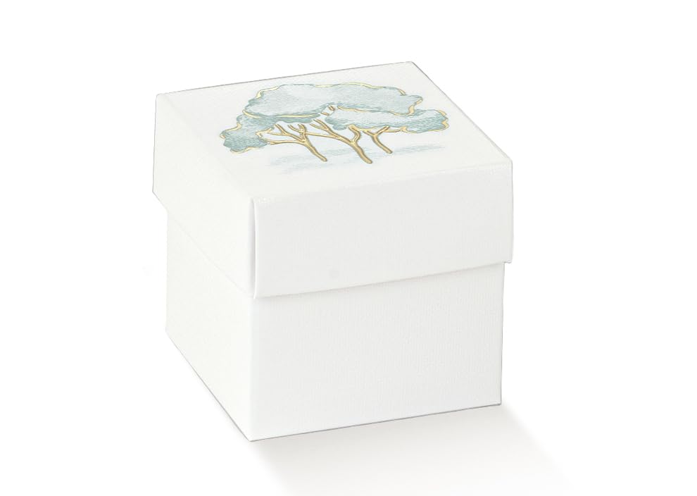 Boîtes bonbonnières tressées vertes avec carte personnalisée pour décoration de mariage - Lot de 20