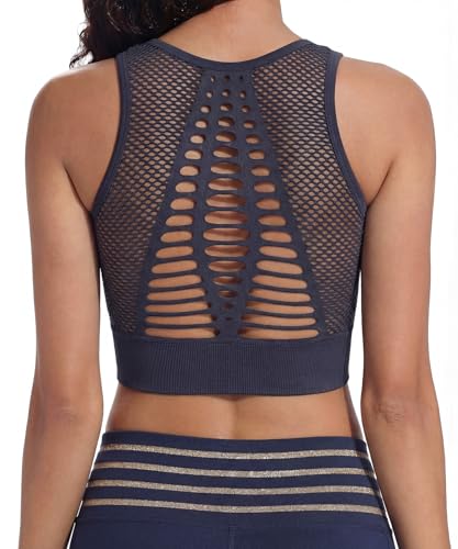 Image of SEASUM Women's Longline Sport Bra Seamless Yoga Crop Top Medium-Low Support Workout Bra