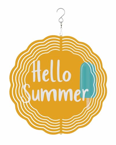 Summer Wind Spinners, Ice Cream Hanging Wind Spinners for Yard and Garden 3D Stainless Steel Metal Sculptures Crafts Ornaments 10 Inch