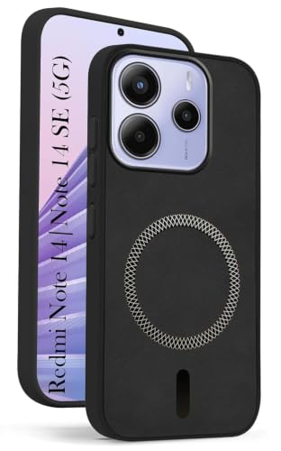 Image of Jkobi Leather Finish Back Cover Case for Redmi Note 14 5G | Redmi Note 14 SE (MagSafe Compatible Wireless Charging | Soft Touch | Camera Bump Protection)