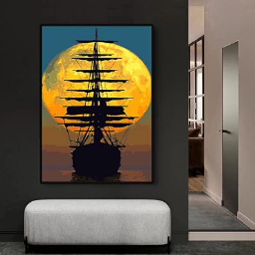 Coucher de soleil abstrait affiches maritimes toile salon - 2