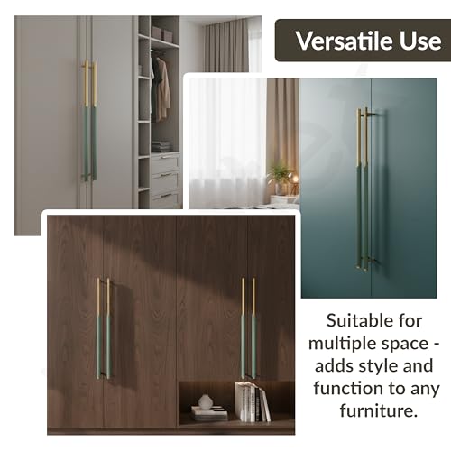 Image of Plantex Stainless Steel & Aluminium Cabinet Handle /600mm Wardrobe Door Handle /Cupboard Pull-Push Handles for Home /Office - Pack of 2 (Green & Gold)