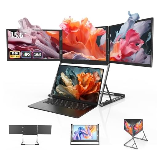 LIJGLECO Laptop Screen Extender, 15.6" FHD 1080P 16:9 IPS Portable Foldable Triple Monitor, Laptop Monitor Extender, HDMI/USB-C Plug n Play for Windows, Mac, Android,with a Felt Protective Sleeve