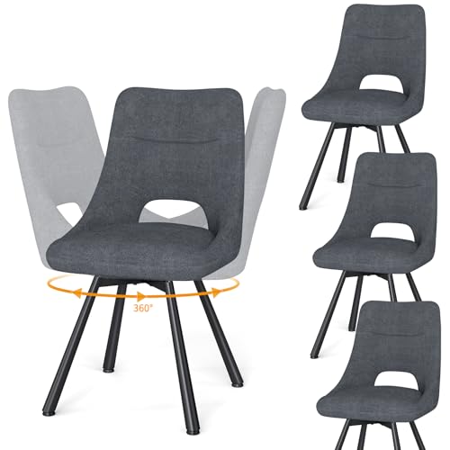 WAFTING Lot de 4 Chaises Pivotantes de Restaurant, Pivotantes à 360°, Assise de 48 cm de Large, Chaise de Salle à Manger Rembourrées avec Dossier Ajouré,...