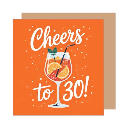 Edition Seidel Premium quadratische Glückwunschkarte zum 30. Geburtstag mit Umschlag. Geburtstagskarte Karte mit englischem Text für Mann Frau Freund Freundin Cheers (GQ513 SW025)