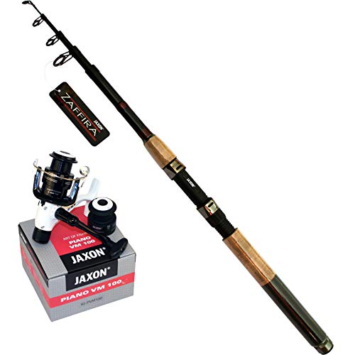 Jaxon Angelset Reise Combo Angelrute 2,10m Angelrolle Heckbremse + Ersatzspule