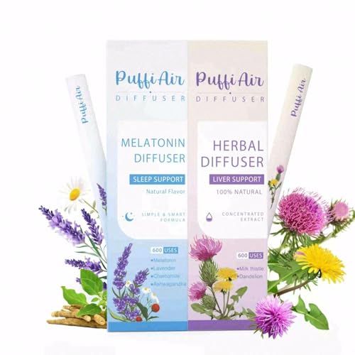 Image of Herbal Diffuser Duo, Liver Care and Sleep Diffuser Pens with Extract of Melatonin and Milk Thistle, 100% Natural Swap, Night Renewal Duo, 600 Uses Each