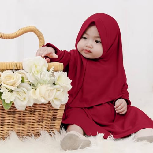 Toddler Baby Girls Hijab Dresses 2pcs Muslim Abaya Dresses for Girls Middle East Modest Outfits3
