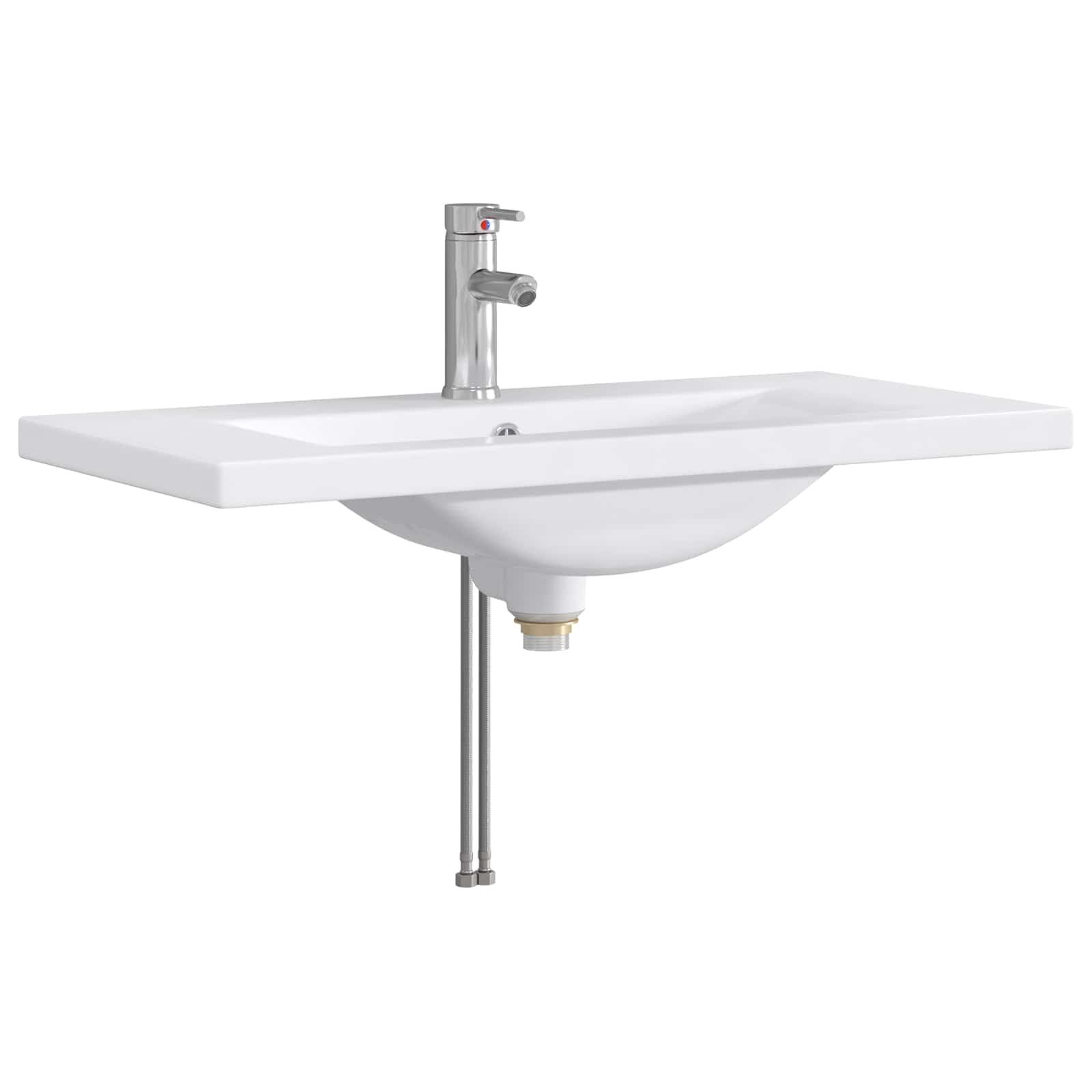 Badmöbel Set mit Waschbecken 2-teilig Schwarze Eiche 81 cm | Kompakter Waschplatz aus Holzwerkstoff mit 2 Schubladen für Ihr Bad, Gäste-WC oder modernen Wellnessbereich.
